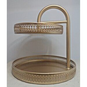 Elegant Double Tiers Basket for Kitchen and Living Room 2 Level Iron  Tray